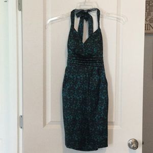 Teal and black cocktail dress